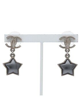 Chanel CC Logo Star Earrings Metal